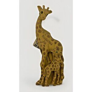 Clay Critters Giraffe Magnet Swarovski Crystal Eyes Mother Baby Child USA 4"